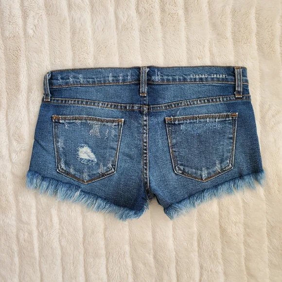 Gilded Intent Frayed Stretch Denim Shorts - Picture 2 of 11